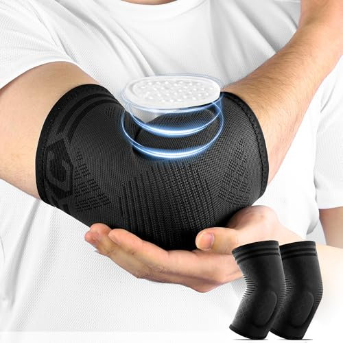 CAMBIVO 2x Ellenbogenbandage, Bandage Ellenbogen Herren Damen mit Gelpolster, Schmerzlinderung bei Tennisarm, Golferarm, Sehnenentzündung, geeignet für Tennis, Golf, Basketball