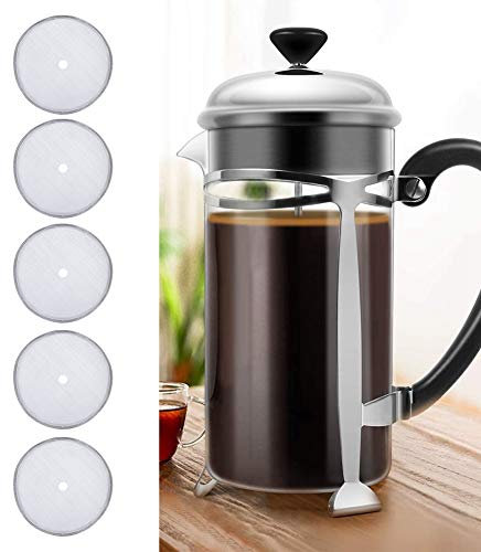 French Press Edelstahlfilter French Press Filter für 21 Oz Silber Edelstahl 5 Stück Edelstahl Kaffeefilter für 600 Ml French Press Kaffeekanne Mesh Filter Zubehör
