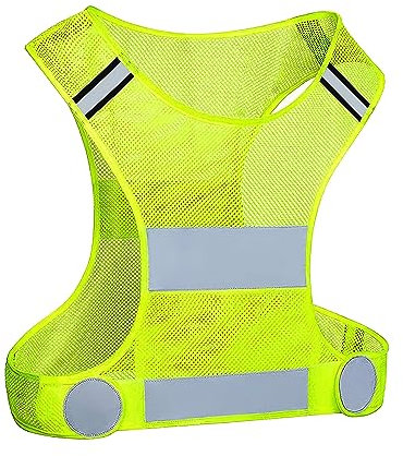 GOOFIT Reflektierende Sicherheitsweste für Laufen, Joggen, Wandern, Radfahren, Reflektierende High Visibility Weste Atmungsaktives Leichtgewicht für Männer und Frauen