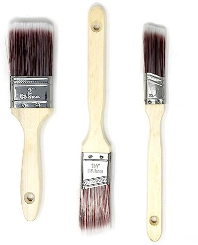 Allgala 3-PK 1+1.5+2 Paint Brushes Set for All Surface Wall Door Furniture Trim with Premium Wood Handle and Durable Filament Bristles