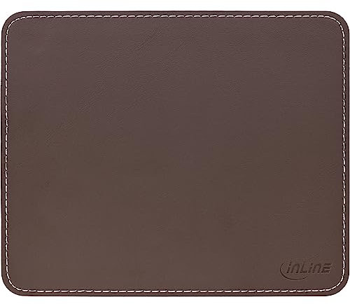 InLine® Maus-Pad Premium Kunstleder braun, 255x220x3mm