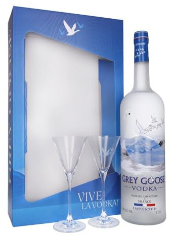 GREY GOOSE WITH 2 TUMBLERS 1.75L, Premium French Vodka, Made from The Finest French Single-Origin Wheat & Natural Spring Water, 40% ABV