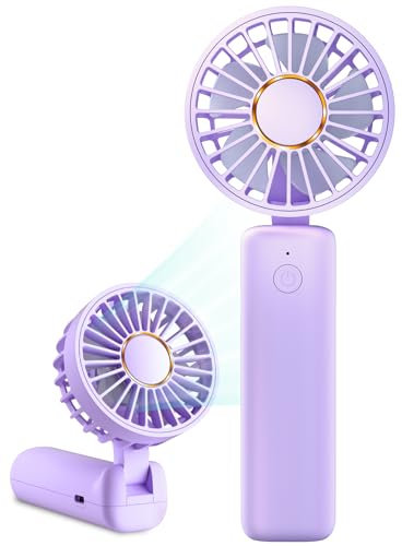 Hssio Mini Handheld Fan, Portable Hand Fan Electric Battery Operated 180° Ratotion, 3 Speeds, 2000mAh USB Rechargeable Personal Eyelash Makeup Fans for Women Girl