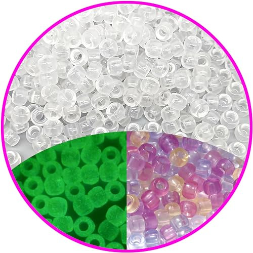 GMMA UV-Pony-Perlen für Armbänder, Kunststoffperlen zur Schmuckherstellung, leuchten im Dunkeln, Farbwechsel-Perlen, Sonnenlicht-Perlen, 6 x 9 mm, Perlen für Freundschaftsarmbänder, DIY-Halsketten,