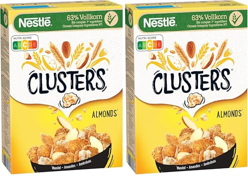 Nestlé Clusters Mandel, Cerealien für ein leckeres Frühstück mit knackigen Mandelblättchen, 2er Pack (1x325g)