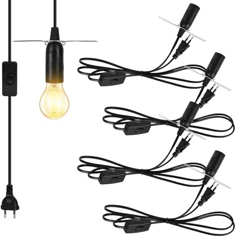 Lampenfassung Mit Schalter,4 Stück Fassung Netzkabel,E14,1,8M,250V Kabel Für Salzlampe,Salzlampe Fassung Für Lampenaufhängung,Wohnzimmer,Pendelleuchte