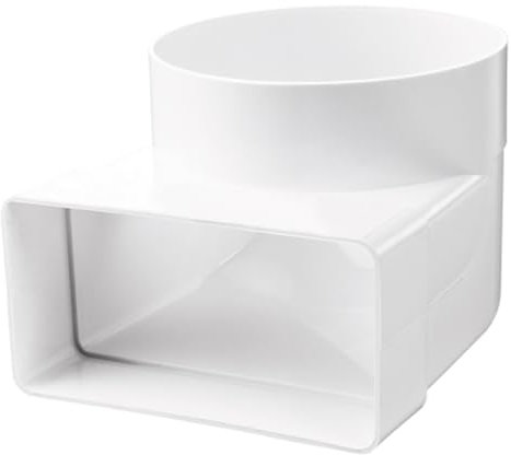 Lüftungskanal Flachkanal Umlenkstück 110x55mm/Ø100mm Rohrkanal Rundkanal Abluftkanal für Dunstabzugshaube Bogen flach-rund T-Stück Reduzier-/Übergangsverbinder PVC 90° Kanalbogen rund auf eckig