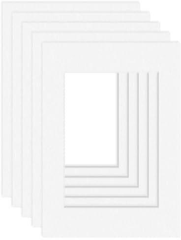 DEHA Design Passepartout (5er Set) Karton 29,7x42 cm (DIN A3) für Bilder im Format 21x29,7 cm (DIN A4), Hellweiß
