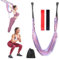 Yoga Straps for Stretching, Aerial Yoga Hammock Silks with 2 Resistance Bands, Gymnastics Equipment, Pilates Reformer Machine Kit, Yoga Wheel for Aerial Yoga, Fitness, Splits (Pink Purple)