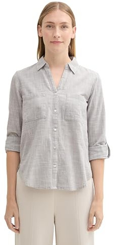TOM TAILOR Damen Hemdbluse mit Brusttaschen, 10921 - Explicit Grey, 38
