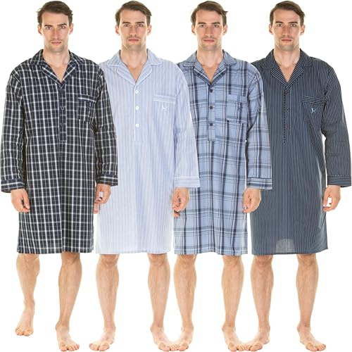 Haigman Chemise de nuit pour homme à manches longues en coton, XL