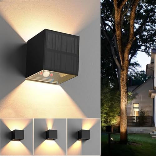YrgePowk 1 Stück Solarlampen für Außen - solar Wandleuchte Aussen mit Bewegungsmelder Warmweiß Solar Wandlampe mit Einstellbar Abstrahlwinkel Solar Lampe IP65 Wasserdicht Garten Solarleuchten