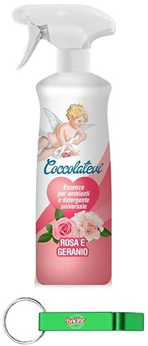 12x Coccolatevi Essenz für Umgebungen und Universalreiniger Rose und Geranie 750ml + Beni Culinari Kostenloser Schlüsselanhänger