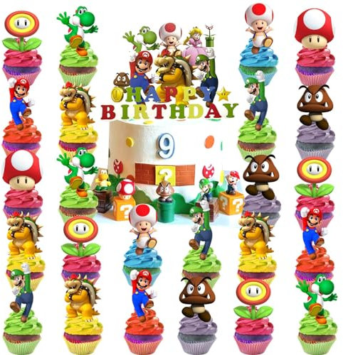 Tortendeko Kuchen Deko, 25 Stück Kuchen Topper Cupcake Deko,Cartoon Tortendekoration,Kindergeburtstag Kuchendeko,Geburtstag Kuchen für Geburtstagsfeier Cupcake für Kinder, Junge, Mädchen (grüner)