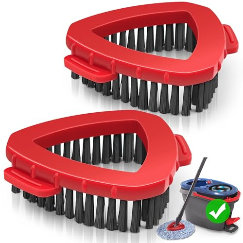Dolanx Scrub Brush Attachments for Vileda H2Pro Turbo Mop System, 2 Pcs Scrubber Head, Triangle Spin Mop Hard Bristles Cleaning Brush Replacement Accessories for Bathroom Kitchen Pool Tile Floor
