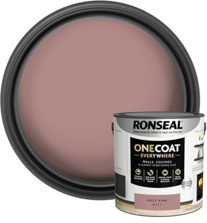 SAVING HUB Wall & Ceiling Paint - 2.5L One Coat Everywhere Matt - Tough & Washable Walls Paints - Quick Drying Paints for Ceiling - Grease, Stain & Mould Resistant (Hazy Pink)