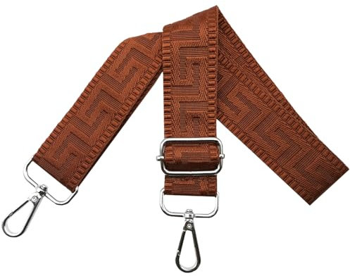Schultergurt für Tasche Taschengurte zum Wechseln, Verstellbar Taschengurt Breit 3.8cm mit Silber Karabiner - Taschenband Schulterriemen Tragegurt für Handtaschen Damen, Rein braun, K16