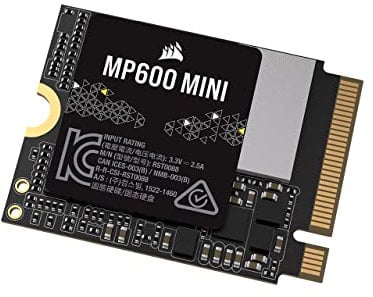 Corsair MP600 MINI 1 TB M.2 NVMe PCIe x4 Gen4 SSD – M.2 2230 – Bis zu 7.000MB/Sek. Sequentielles Lesen – Hohe Dichte 3D TLC NAND – Ideal Für Steam Deck und Microsoft Surface – Schwarz