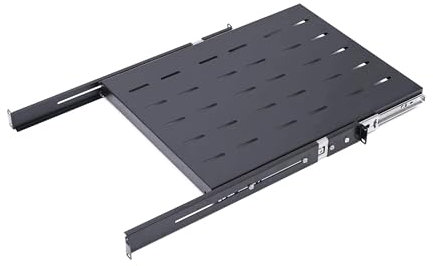1U Sliding Shelf Tray 19in Mount Keyboard Shelf Tray, Adjustable Depth 22 to 26.75in Sliding Tray for Server Rack/Cabinet Steel Pull Out Drawer for Racks 250LB Weight Capacity(SLD-1U22-26.75)