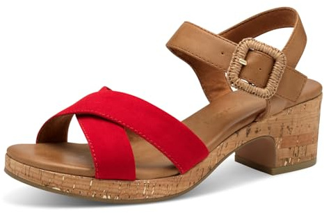 MARCO TOZZI Damen Sandalen mit Absatz Runde Spitze mit Schließe