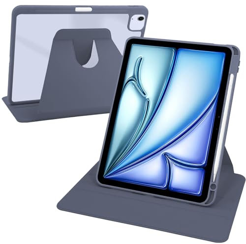 A-BEAUTY Funda Giratoria Compatible con iPad Air 11 Pulgadas M3/M2 (2025/2024), iPad Pro 11 (2022/2021/2020/2018), iPad Air 5ª/4ª Generación 10.9 2022/2020, Carcasa Respaldo Clara, Púrpura