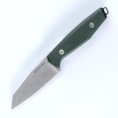 JEABROTHER 14C28N Stahl Festes Messer mit Kydex Scheide für EDC Outdoor Camping Obst (Steingewaschener flacher Kopf)