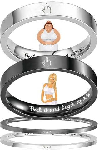 Mittelfinger-Mantra-Ring, Fuck It and Begin Again-Ring, lustig gravierter Fuck It-Ring, Fuck My Trauma-Ring, inspirierender Mittelfinger-Schwanzbandring, Freundschaftsschmuck-Geschenk (US-9,C)