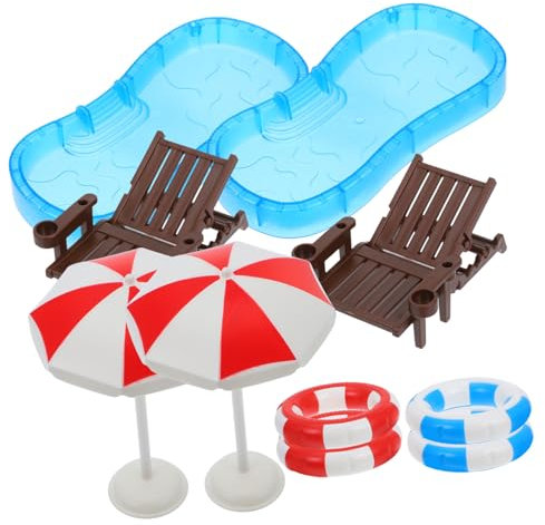 TOYANDONA 2 Ensembles modèle de Piscine Animaux personnalisés air Mini Figurine de Poulet hydraulique Toys Piscine gonflabe Mini- pour Enfants Ornements de Micro scène Plastique