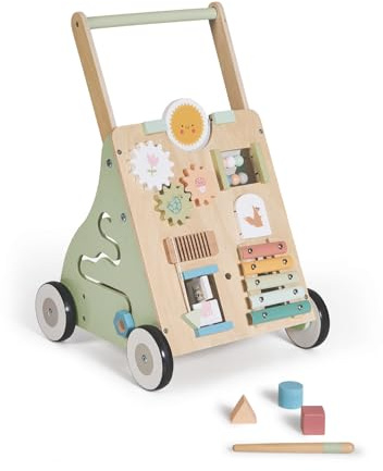 MS Montessori MAXI - Déambulateur en Bois pour Bébé Poussette Coulissante avec Jouets et Activités pour Les Premiers Pas | Marcheur Bébé +12 Mois