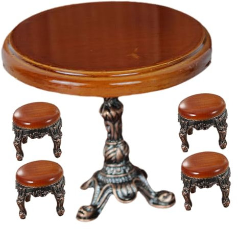 ibasenice 1 Set Di Sgabelli Da Tavolino Rotondi in Legno in Miniatura Accessorio Per Casa Delle Bambole Per La Decorazione Della Stanza Mini Casa