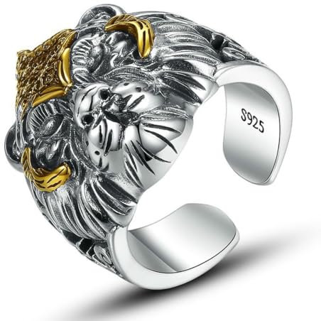 Caiduoduo Sternzeichen Tiger Ringe Männer dominierend Tiger Kopf Ringe Frauen Nische