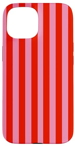 Hülle für iPhone 15 Retro Rosa und Rot gestreiftes geometrisches Streifenmuster