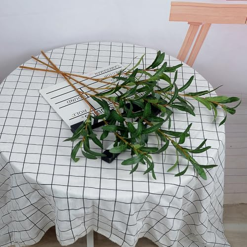 Xiyocadt 3 Stück Olivenzweige Künstlich, Künstliche Olivenzweige, 70cm Simulation Grüner Olivenbaum Deko, Stielblätter mit Früchten, Zweige Griechische Deko für Hochzeit, Garten (Ohne Früchte)