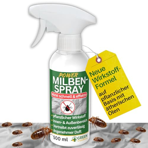 GREEN GUARDIA Milben Abwehrspray – Sprühfertiges Power Konzentrat mit pflanzlichen Ölen | 500 ml für Innen & Außen | sofort, effektiv & nachhaltig