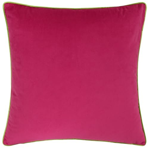 furn. Meridian Cushion Cover – Luxury Contrast Piped Velvet Decorative Case (Hot Pink/Lime - 45x45cm)