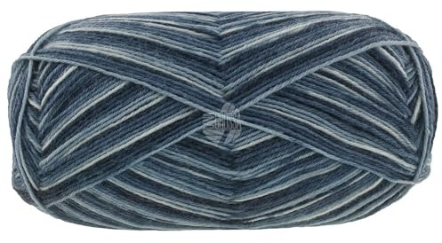 LANA GROSSA Meilenweit 100 Aktion | Sockenklassiker, bedruckt und waschmaschinenfest | Handstrickgarn aus 75% Schurwolle & 25% Polyamid | 100g Wolle zum Stricken & Häkeln | 420m Garn FB 3023
