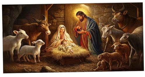 Lawnrden Christmas Garage Door Cover 16x7ft Festive Nativity Christmas Door Decorations with Grommets Washable Decorative for Winter New Year Xmas Party| Decorations