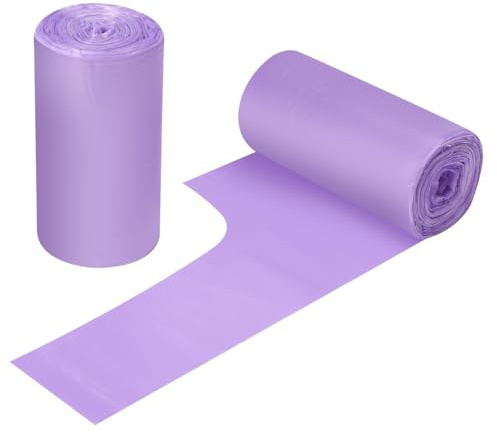 Lot de 60 petits sacs poubelle portables épais de 10 L pour bureau, cuisine, chambre à coucher, sacs poubelle solides (violet)