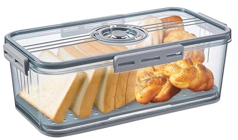 FIUTEKO Brotkasten, knäckebrotbox Timing Brotkasten Brotbox Plastic Storage Bins With Lids Brotaufbewahrung Storage Basket Bread Boxes Zeiterfassung stapelbare Kühlschrank-Organizer Aufbewahrungsbox