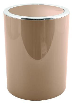 MSV - Poubelle AS Kamaka 6L Cappuccino - Design Compact - 24.2 x 19 x 19 cm - Couleur Élégante pour Cuisine et Salle de Bain - Couvercle Pratique - Usage Intérieur