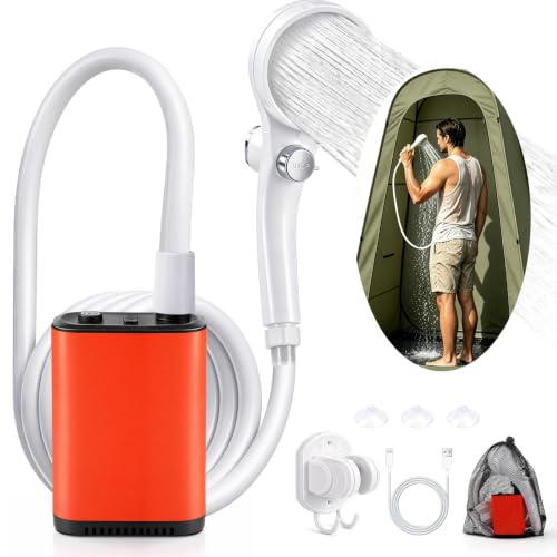 WYRIAZA Doccia da Giardino, Doccia da Campeggio con Pompa, Doccia Portatile con Batteria, Doccia da Esterno Campeggio Accessori Utili Perfetta per Escursionismo,Viaggi,Giardinaggio e Lavaggio Auto