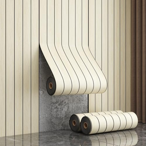 Panneau Mural Decoratif 3 mm, Panneau Acoustique Effet Bois 3D Autocollant, Décoratif PVC Panneau Mural Bois, Pose Facile à Coller pour la Cuisines, le Salon(C,40 x 300cm)