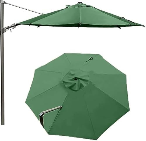 3.0m Round Replacement Canopy for Offset Parasol 8 Ribs Canvas for Garden, Cover for Terrace Umbrella(Green)