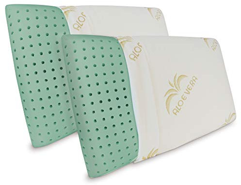 Baldiflex Paar Kissen Ecogreen Memoryschaum Höhe 15 cm Bezug aus Aloe Vera, 40x70, 2