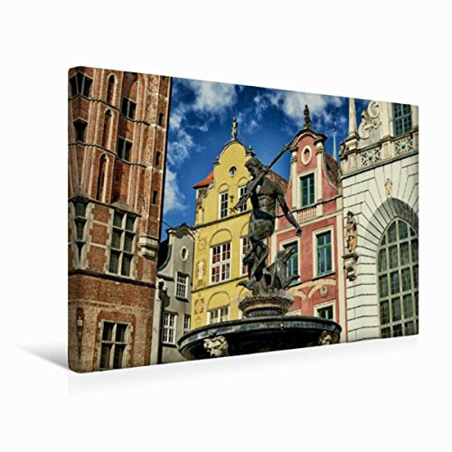 Premium Textil-Leinwand 45 x 30 cm Quer-Format Poseidon Brunnen Danzig | Wandbild, HD-Bild auf Keilrahmen, Fertigbild auf hochwertigem Vlies, Leinwanddruck von Claus Eckerlin