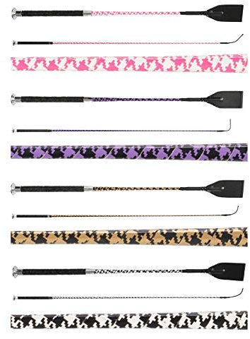 NETPROSHOP Dressurgerte & Springgerte mit Hahnentrittmuster - Stilvolle Reitgerte in 3 Längen (50/90 / 110 cm) & 4 Farben, Groesse:110 cm, Farbe:Braun