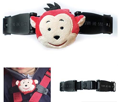 Escape Me Not - Car Seat Anti Escape Harness Chest Clip, Monkey Design - Helps Prevent Children Taking Their Arms Out of The Straps - No Threading Required, Universal Fit