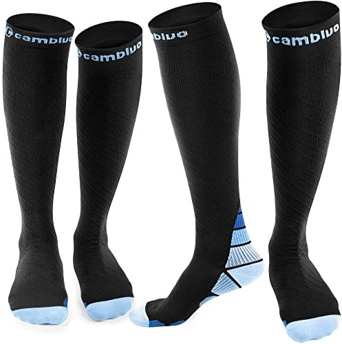 CAMBIVO Kompressionsstrümpfe Damen und Herren 2 Paar, Kompressionssocken Stützstrümpfe für Laufen, Sport, Flug, Reise, Radsport