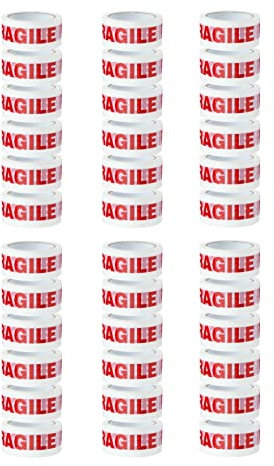 ACIT Nastro adesivo con scritta FRAGILE - 1 cartone da 36 rotoli - misura 66x50, nastro fragile imballaggio