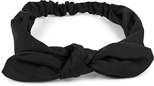 styleBREAKER Damen Haarband einfarbig mit Schleife und Gummizug, Stirnband, Headband, Pinup, Rockabilly, Haarschmuck 04026035, Farbe:Schwarz